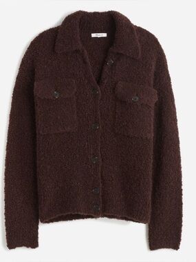 Madewell Bouclé-Knit Brown Sweater Jacket Wool Alpaca Blend Size XS